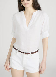 FRAME The Linen V-Neck Popover Top
