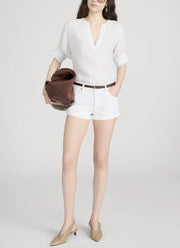 FRAME The Linen V-Neck Popover Top
