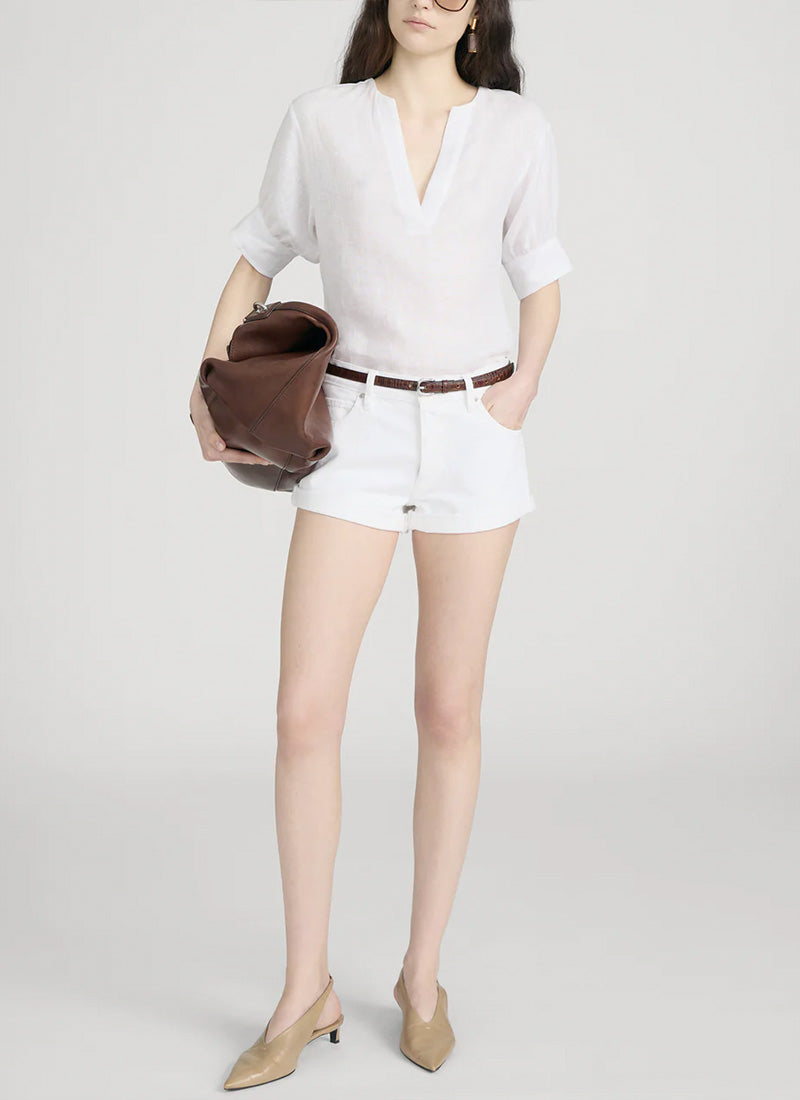 FRAME The Linen V-Neck Popover Top