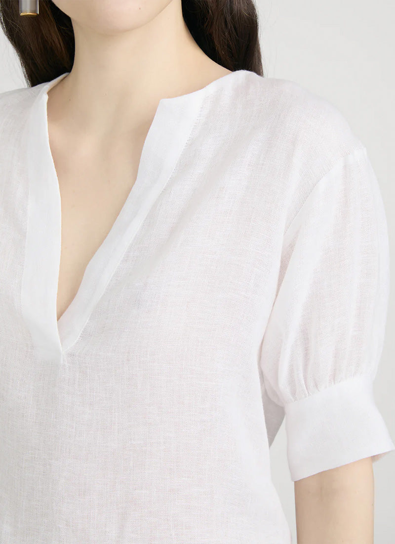 FRAME The Linen V-Neck Popover Top