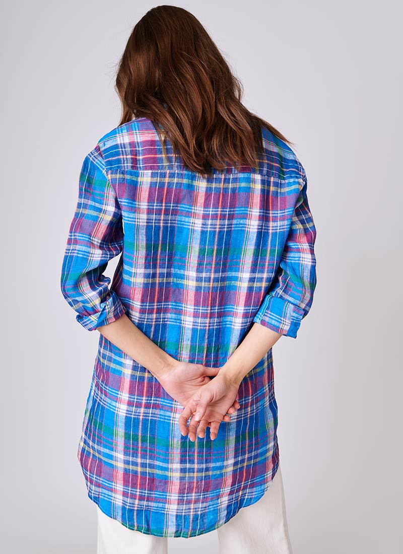 Frank & Eileen Mary Blue and Pink Plaid Shirt Dress