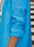 Frank & Eileen Mary Classic Linen Shirt Dress Turquoise