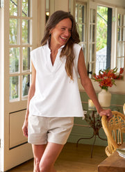 Frank & Eileen Olivia Cotton Popover Henley Tank Top