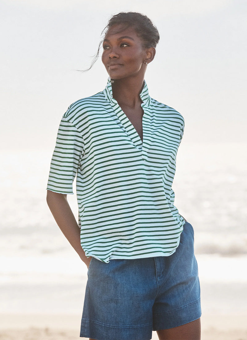 Frank & Eileen Patty Cotton Popover Short Sleeve Henley