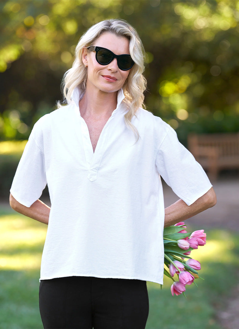 Frank & Eileen Patty Cotton Popover Short Sleeve Henley