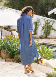 Frank & Eileen Rory Vintage Stonewashed Denim Maxi Shirtdress