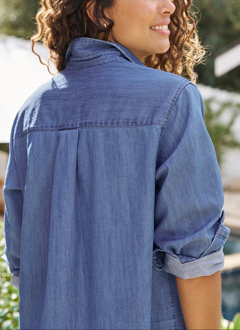 Frank & Eileen Rory Vintage Stonewashed Denim Maxi Shirtdress