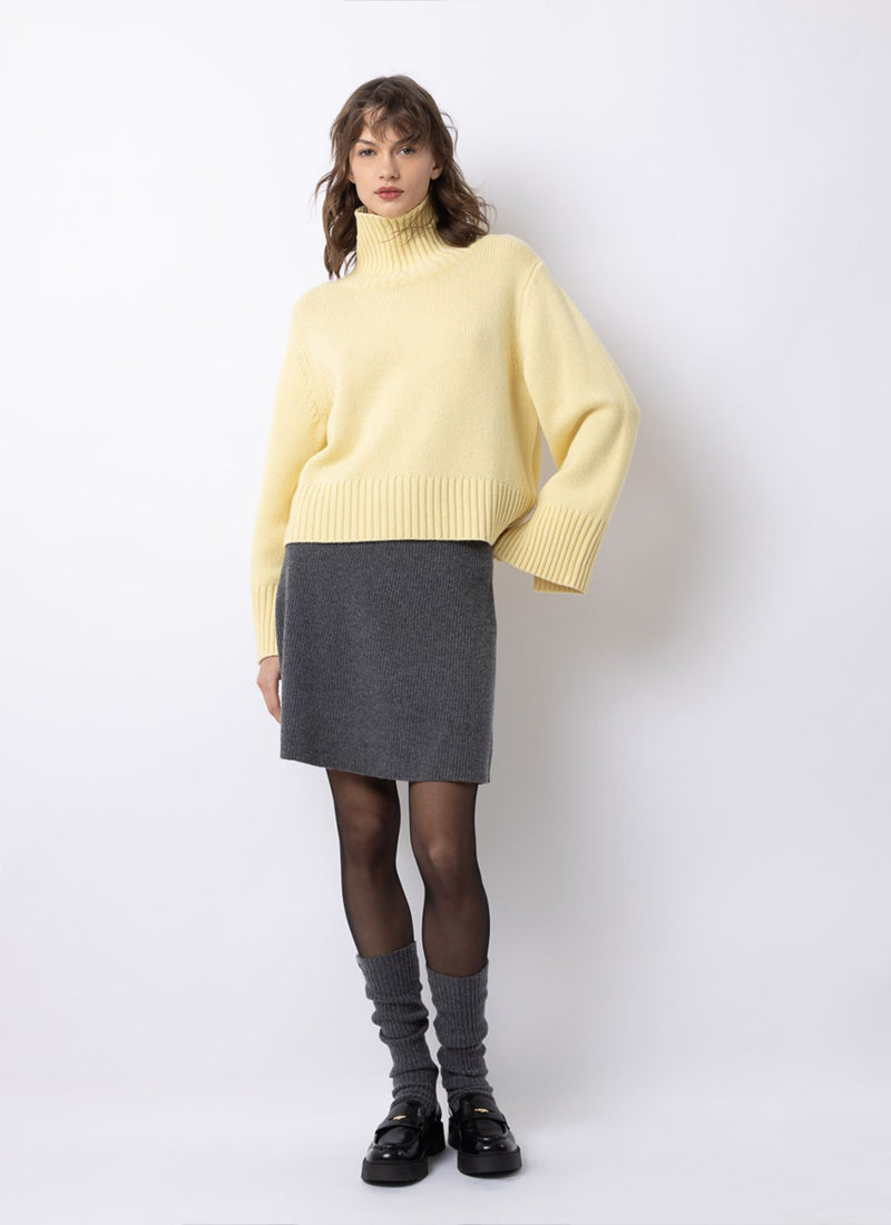 Cashmere Ribbed Highneck  Pullover