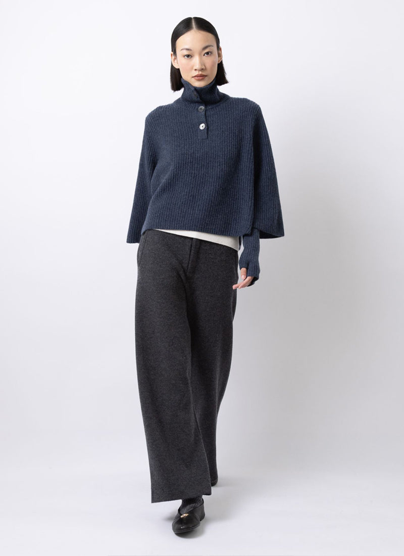 Textured Cashmere Poncho Pullover