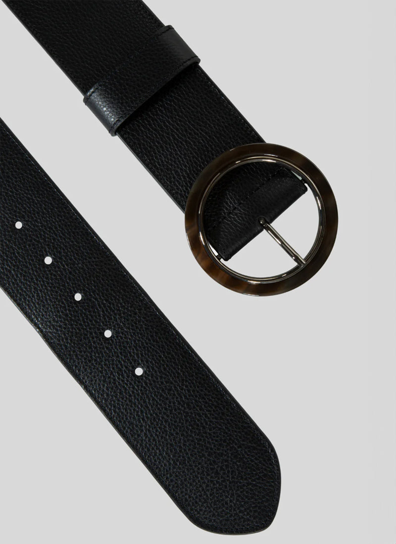 Gavazzeni Italy Azalea Circle Buckle Leather Belt