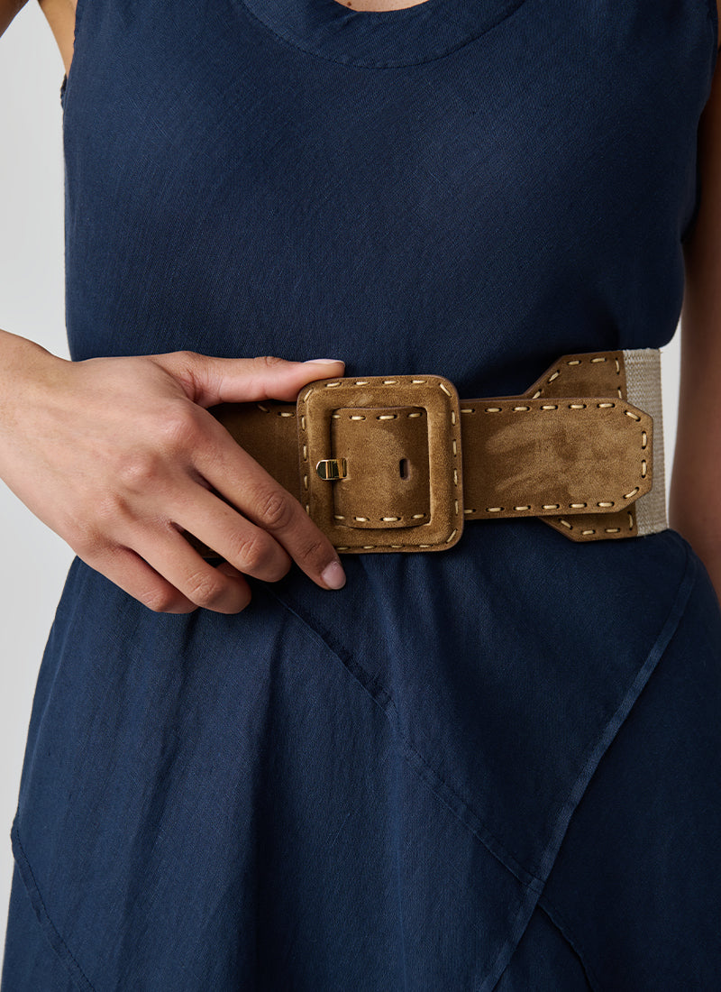 Gavazzeni Italy Flavia Elastic Square Buckle Belt