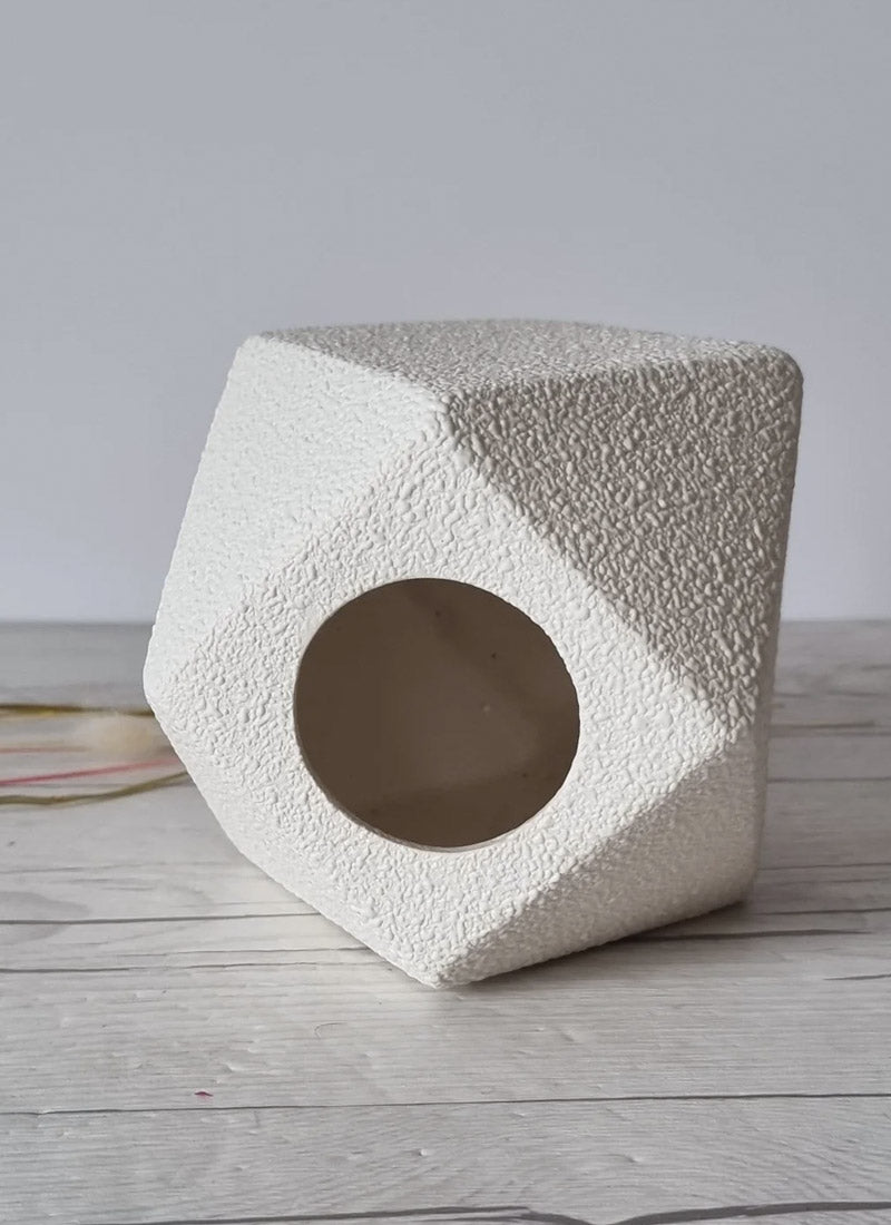 Hatue Curature Bertoncello Ceramiche Sasso Bianco, Modernist Sculptural Geometric Vase, 1960s-80s