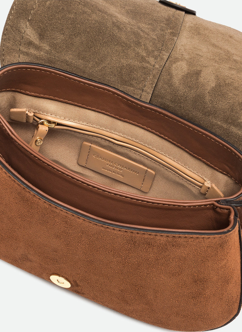 GIANNI CHIARINI Helena Suede Shoudler Bag With Strap
