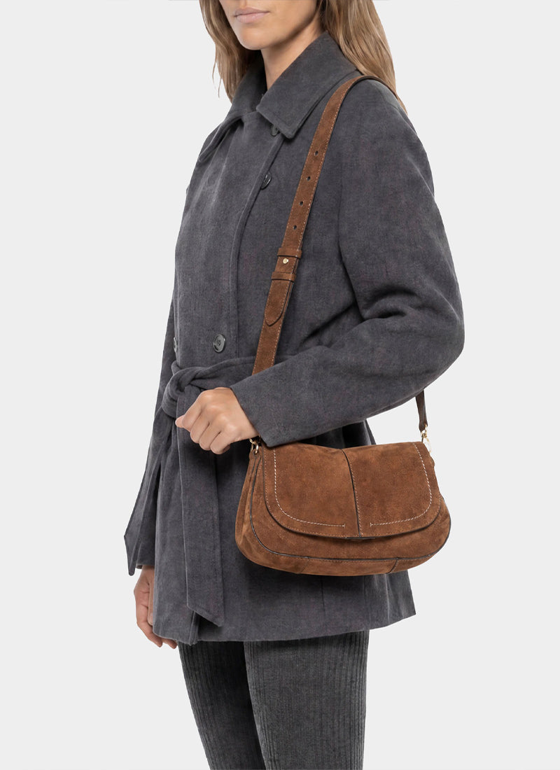GIANNI CHIARINI Helena Suede Shoudler Bag With Strap