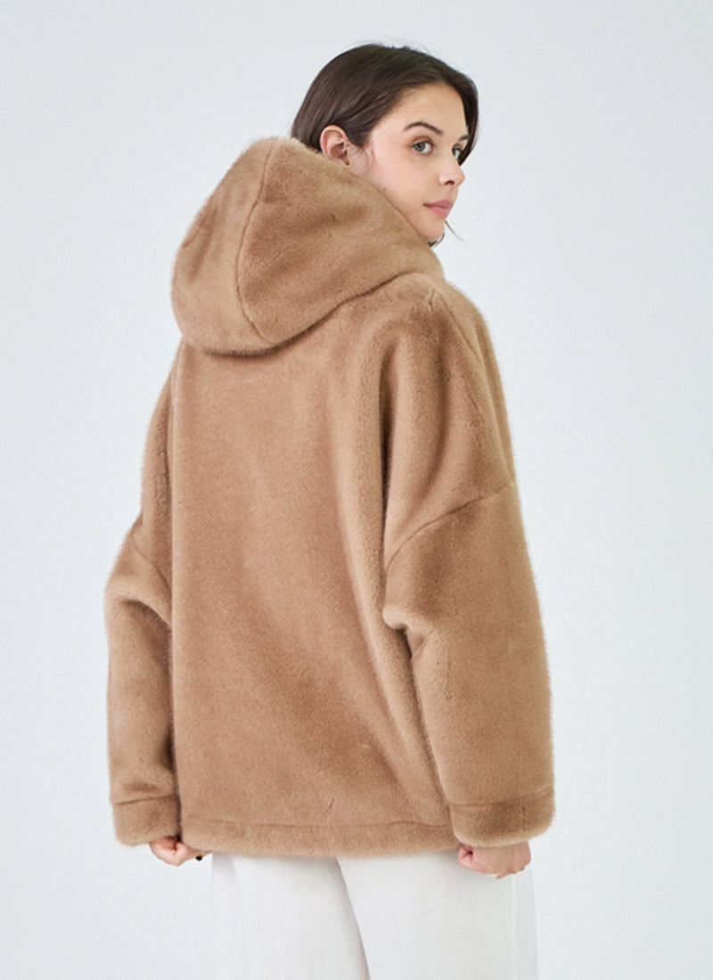 Hooded Faux Fur Bomber by GIOVANNI Andrews