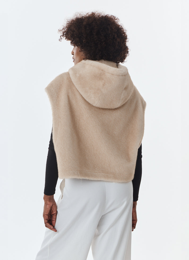 GISELE Short Faux Fur Hooded Vest by Giovanni at Andrews