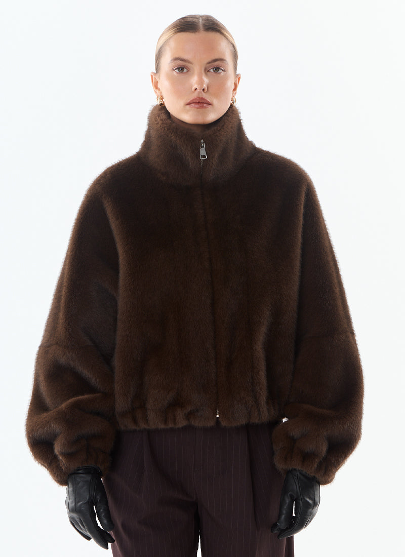 Giovanni Josie Faux Fur Bomber Jacket