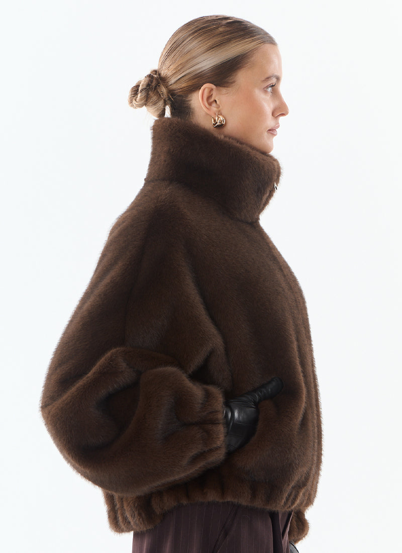 Giovanni Josie Faux Fur Bomber Jacket