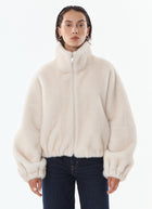 Giovanni Josie Faux Fur Bomber Jacket (off white)