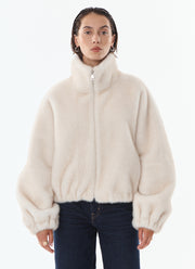 Giovanni Josie Faux Fur Bomber Jacket (off white)