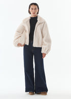 Giovanni Josie Faux Fur Bomber Jacket (off white)