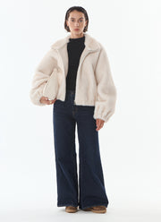Giovanni Josie Faux Fur Bomber Jacket (off white)