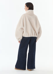 Giovanni Josie Faux Fur Bomber Jacket (off white)