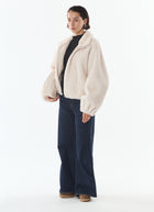 Giovanni Josie Faux Fur Bomber Jacket (off white)