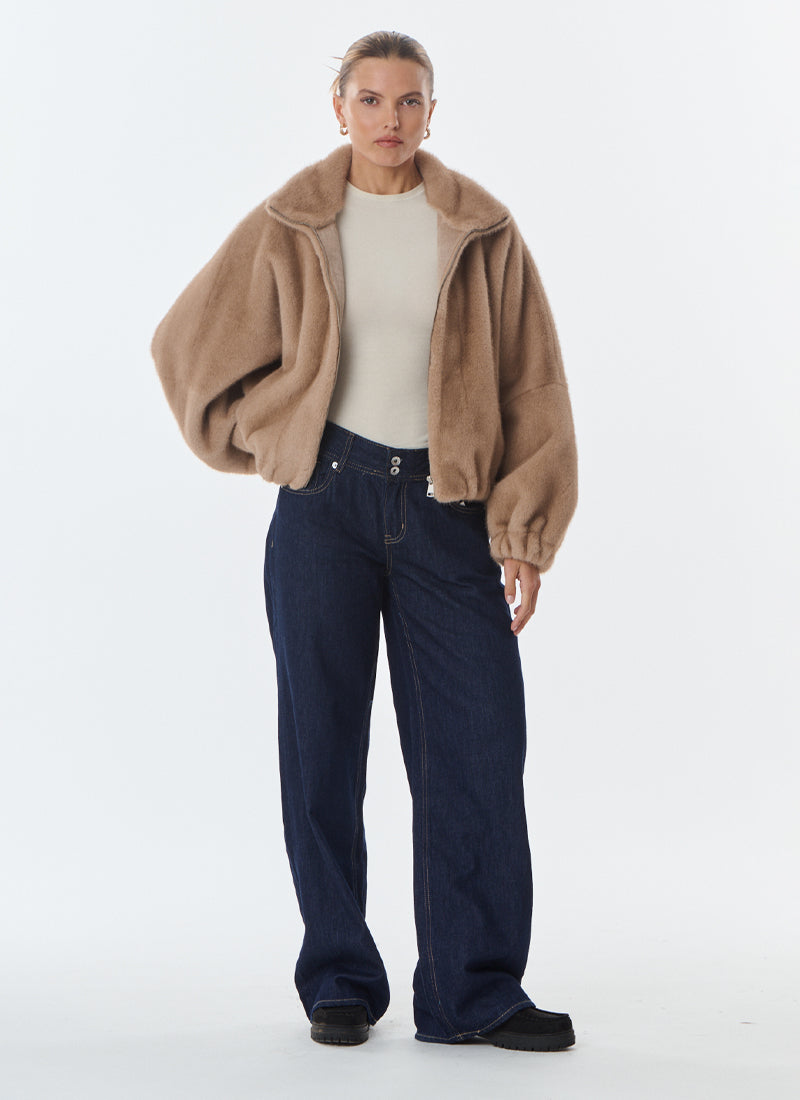  Josie Faux Fur Bomber Jacket by Giovanni at Andrews 