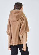 Leonie Faux Fur 3/4 Sleeve Hooded Cape
