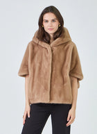 Leonie Faux Fur 3/4 Sleeve Hooded Cape