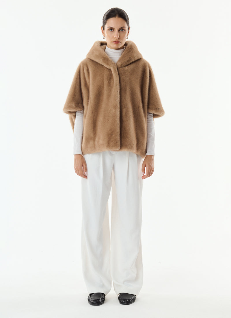 Giovanni Leonie Faux Fur 3/4 Sleeve Hooded Zip