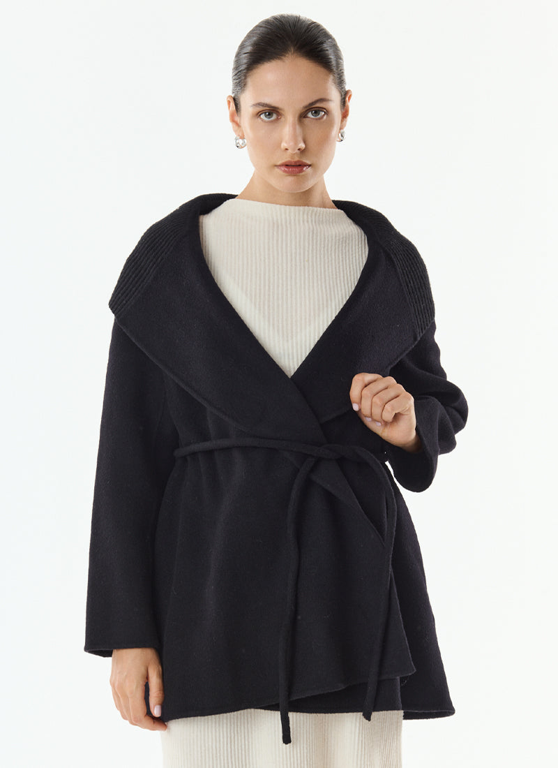 Lexie Short Cashmere Blend Tie Belt Jacket by Giovanni at Andrews
