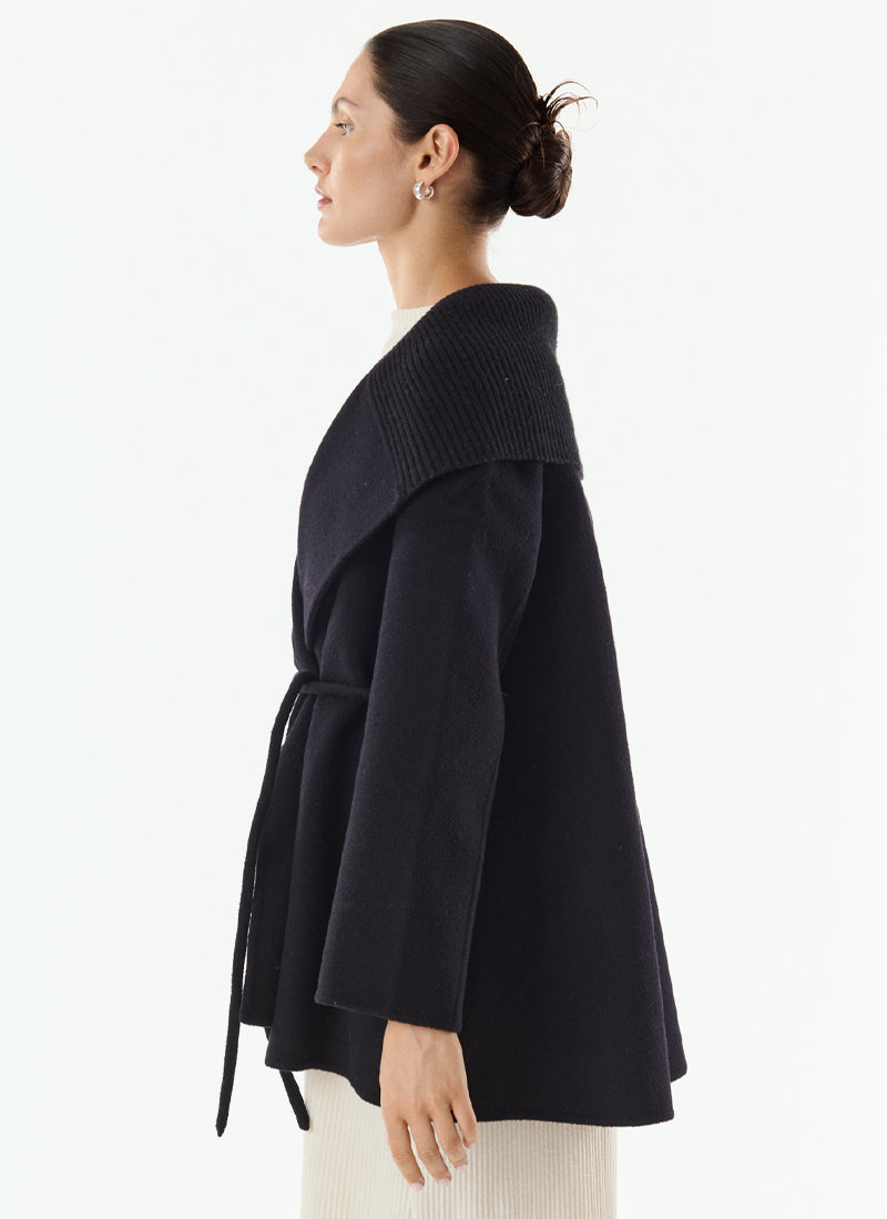 Lexie Short Cashmere Blend Tie Belt Jacket by Giovanni at Andrews