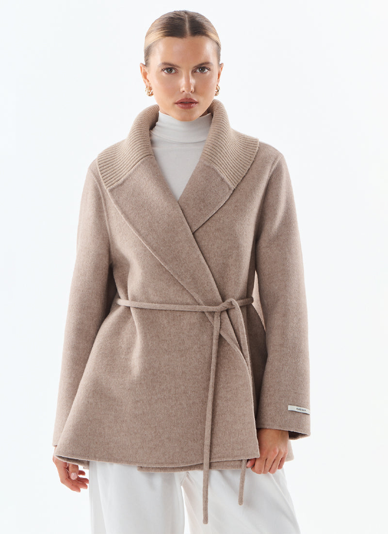 Lexie Short Cashmere Blend Tie Belt Jacket by Giovanni at Andrews