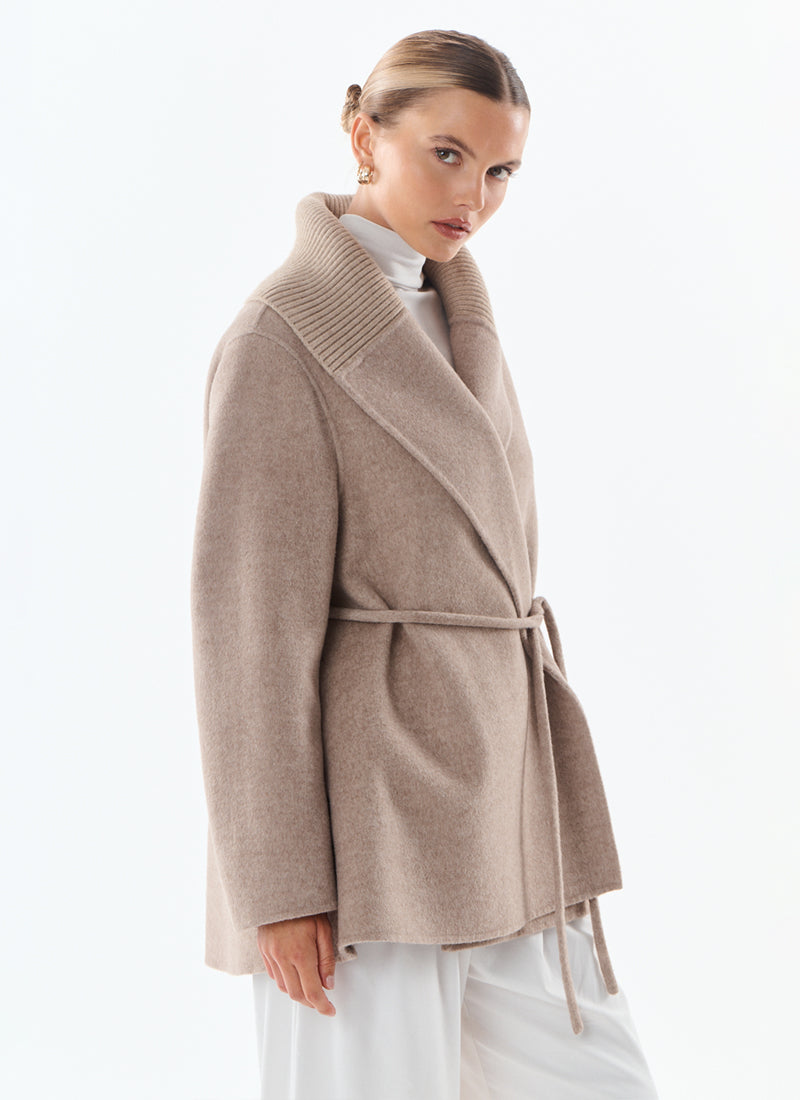 Lexie Short Cashmere Blend Tie Belt Jacket by Giovanni at Andrews