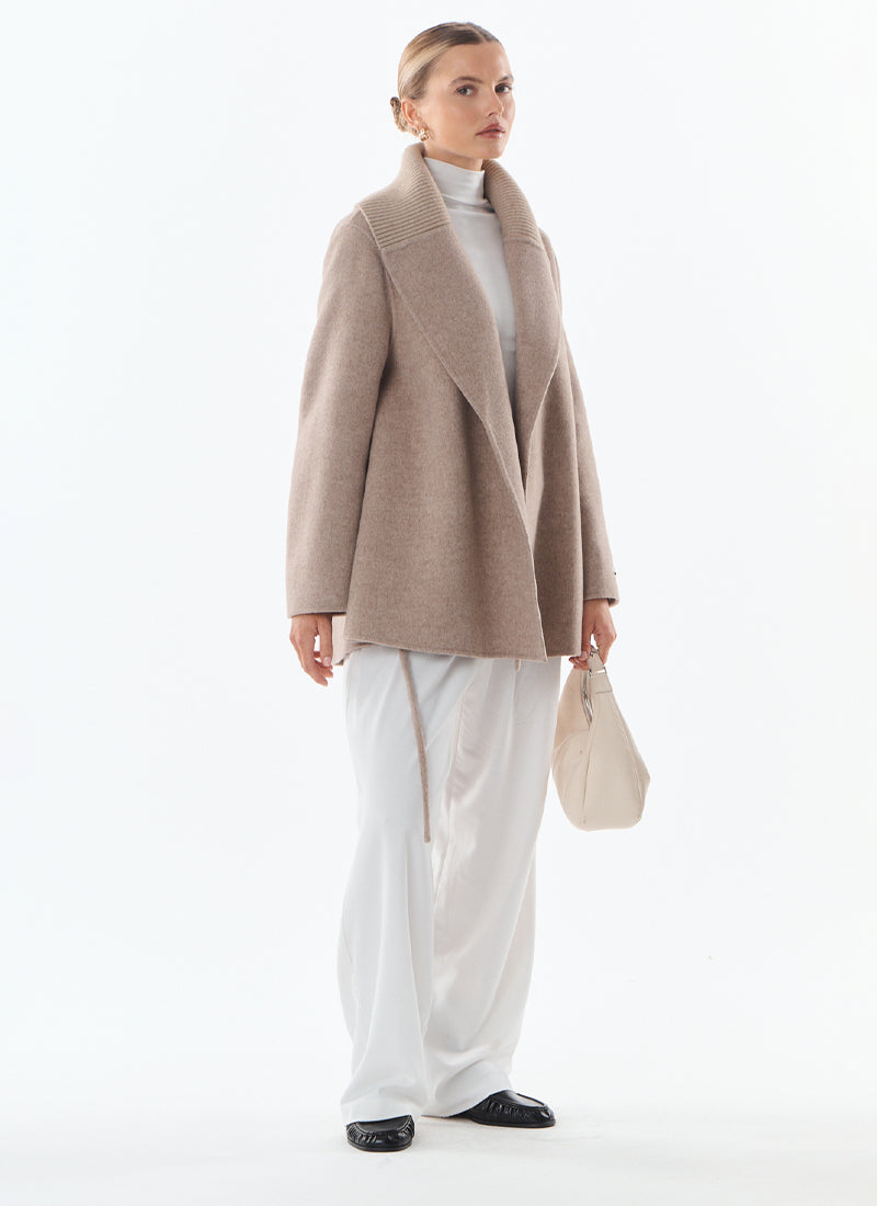 Lexie Short Cashmere Blend Tie Belt Jacket by Giovanni at Andrews