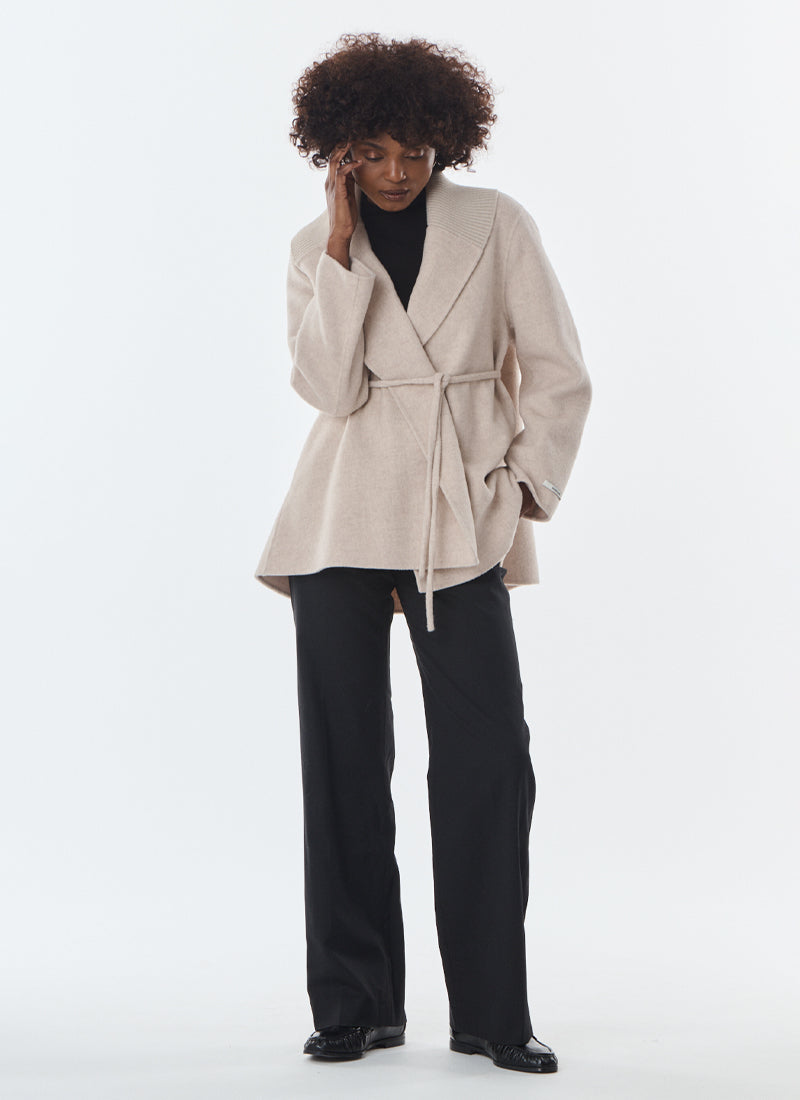 Lexie Short Cashmere Blend Tie Belt Jacket