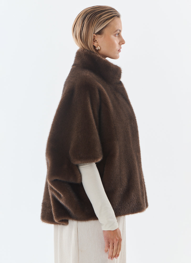  Malou Short Faux Fur Cape by Giovanni at Andrews 