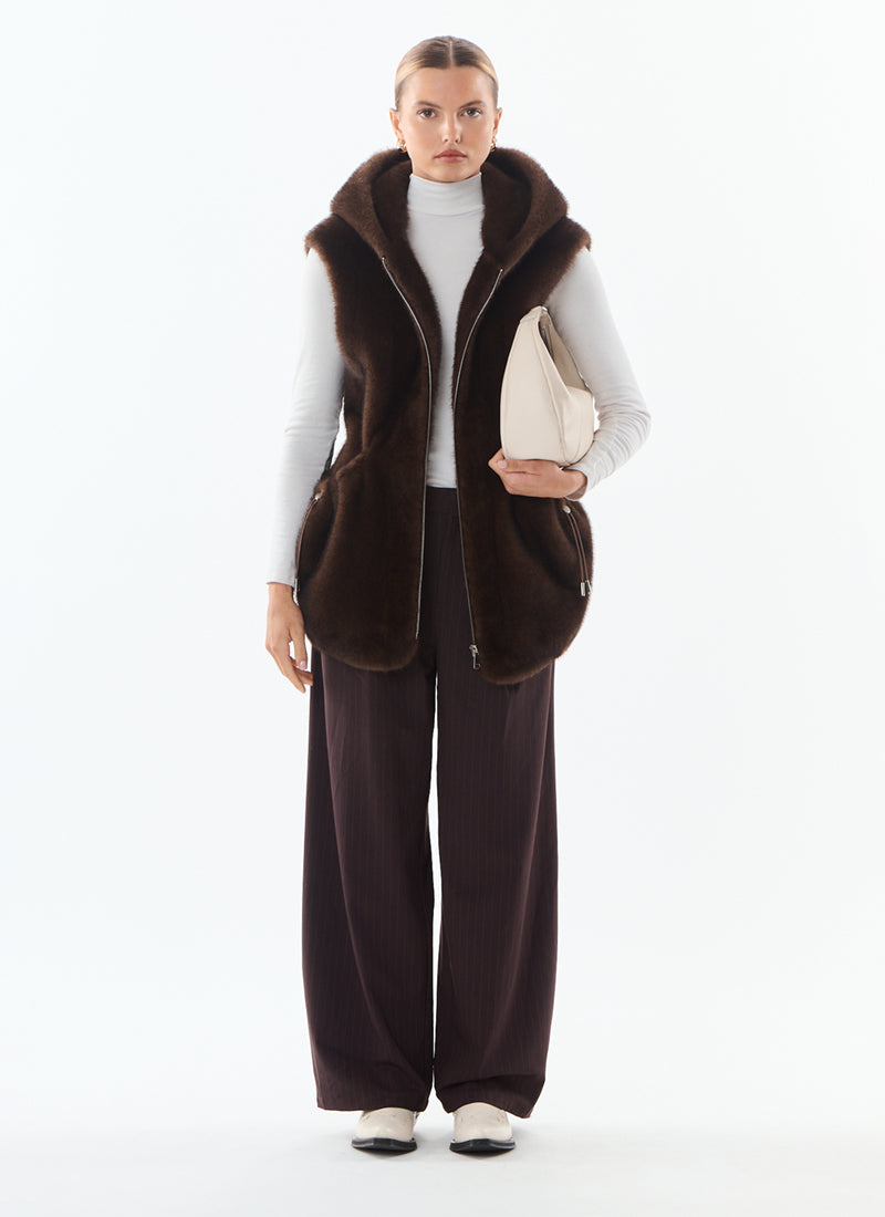 Maury Faux Fur Hooded Vest by Giovanni at Andrews