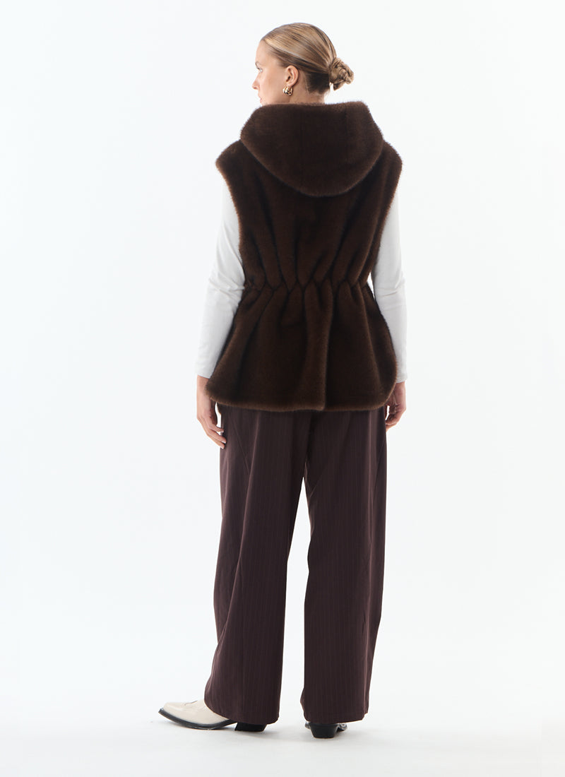 Maury Faux Fur Hooded Vest by Giovanni at Andrews