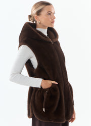 Maury Faux Fur Hooded Vest by Giovanni at Andrews