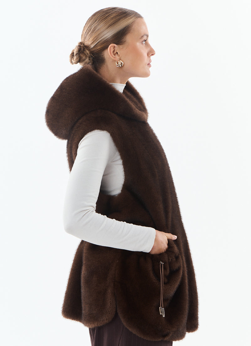 Maury Faux Fur Hooded Vest by Giovanni at Andrews