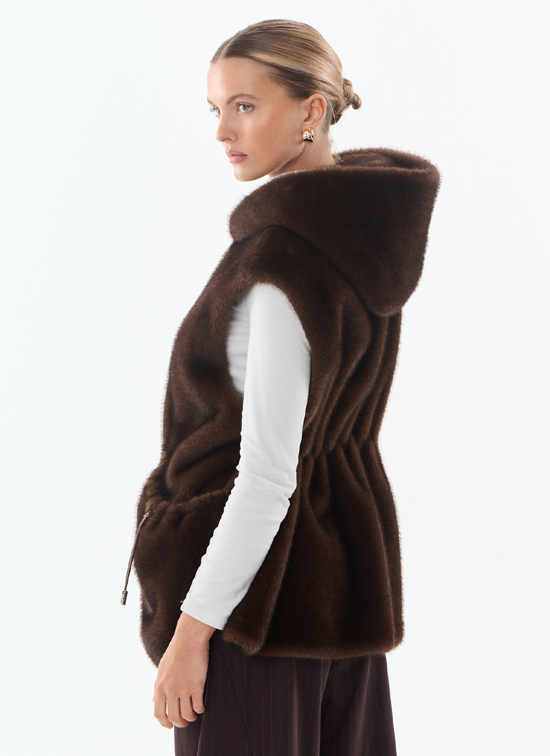 Maury Faux Fur Hooded Vest by Giovanni at Andrews