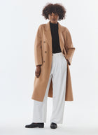 Olive Long Double Breasted Cashmere Blend Coat