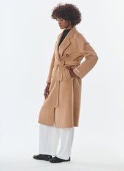 Olive Long Double Breasted Cashmere Blend Coat