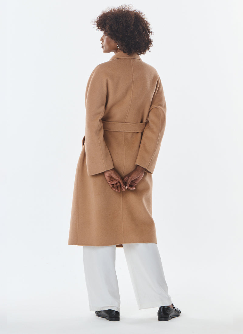 Olive Long Double Breasted Cashmere Blend Coat