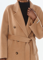 Olive Long Double Breasted Cashmere Blend Coat