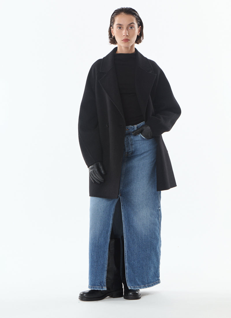 Olive Cashmere Blend Two Button Coat by Giovanni at Andrews