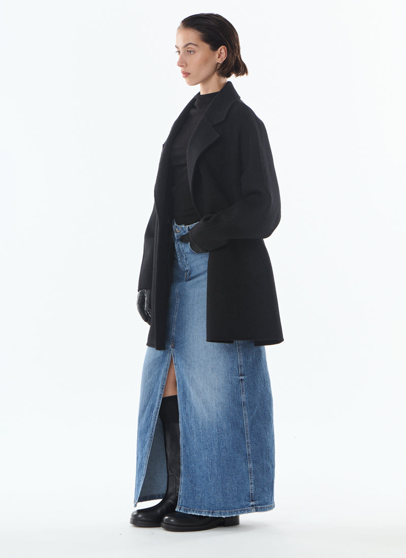 Olive Cashmere Blend Two Button Coat by Giovanni at Andrews